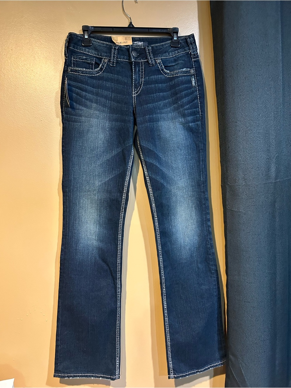 Silver Jeans Dark Blue Bootcut Jeans with Faded Whiskering NEW with tags